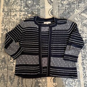 LOFT Navy and White Striped Sweater